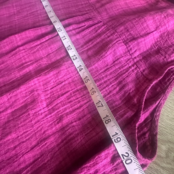 EILEEN FISHER Organic Linen Plaid Sleeveless Shift Dress Sangria L - Picture 6 of 8